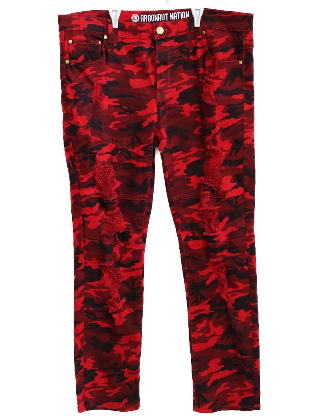 NEW Argonaut Nation Red and Black Camo Skinny Jeans Size 40 x 32 Stretch NWOT